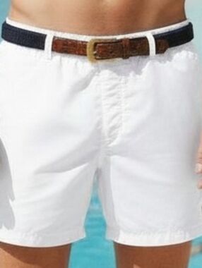 Brighton - Navy Blue Woven Fabric Belt, Solid Brass Buckle, Leather Ends, 40 in